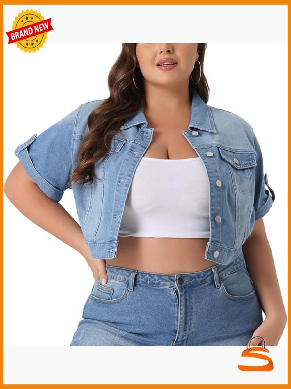 Short Sleeve Denim Jacket Crop Jean Jacket Coat